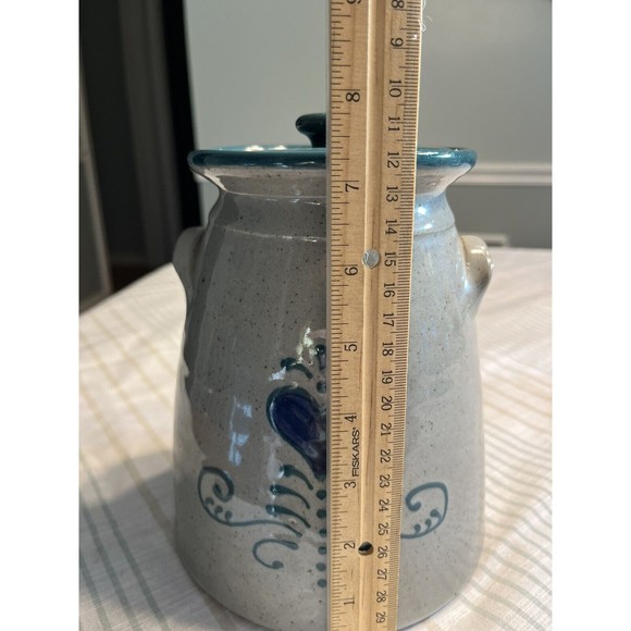 Great Bay Pottery Salt Glaze Crock Canister Bean Pot with Lid USA - Picture 9 of 12